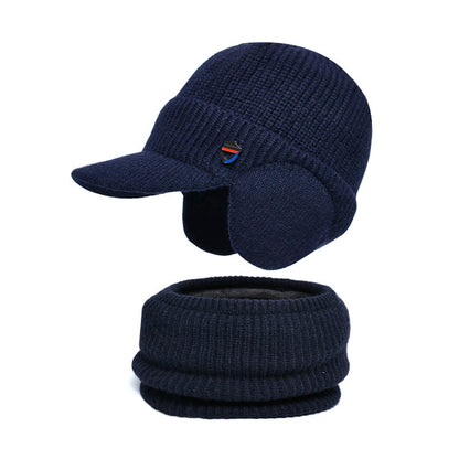 Warm Earmuffs Beanie Scarf 2 In 1 Set - Navy Blue - One Size - image 12
