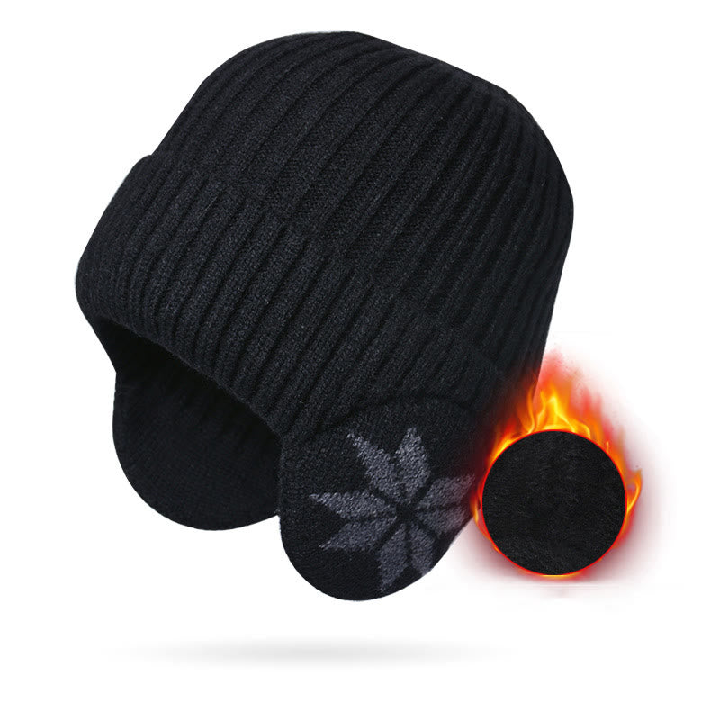  Snowflake Earflaps Beanie Hat Warmer - Black - One Size - image 7