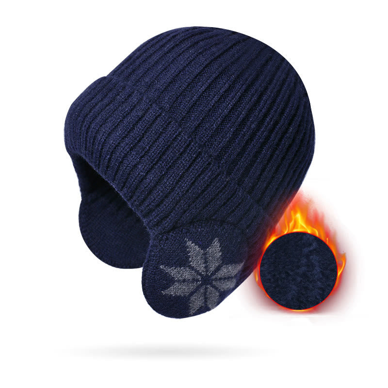  Snowflake Earflaps Beanie Hat Warmer - Navy Blue - One Size - image 10