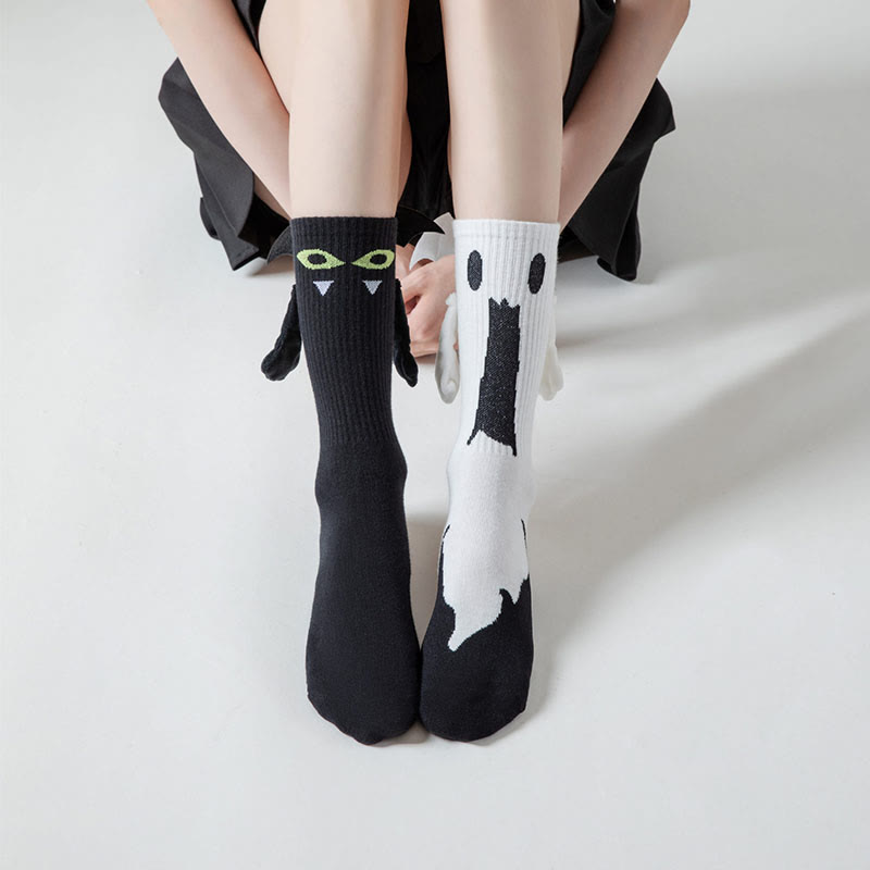 Plus Size Ghost Magnetic Attraction Quarter Socks(2 Pairs) - Multicolor - EU36-44(US3-10) - image 1