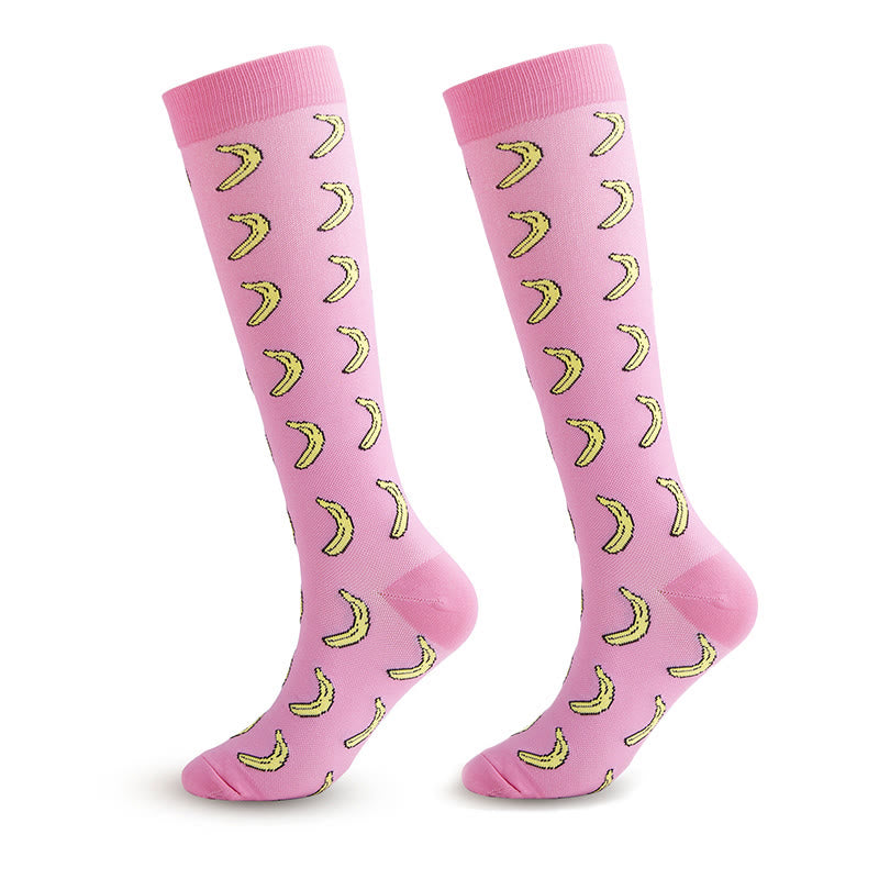Animal Fruit Knee High Compression Socks(6 Pairs)