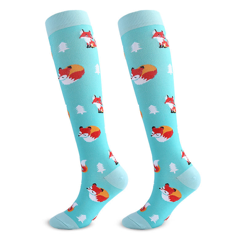 Animal Fruit Knee High Compression Socks(6 Pairs)