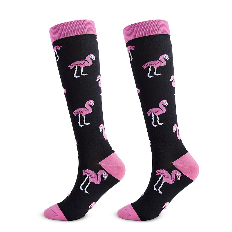 Animal Fruit Knee High Compression Socks(6 Pairs)