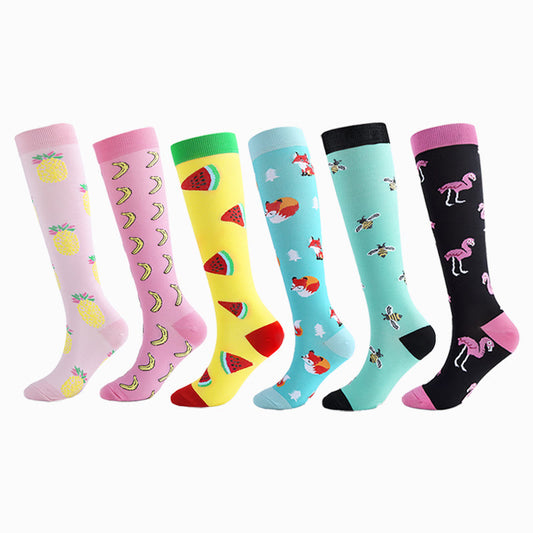 Animal Fruit Knee High Compression Socks(6 Pairs)