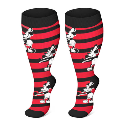 Plus Size Striped Mickey Compression Socks