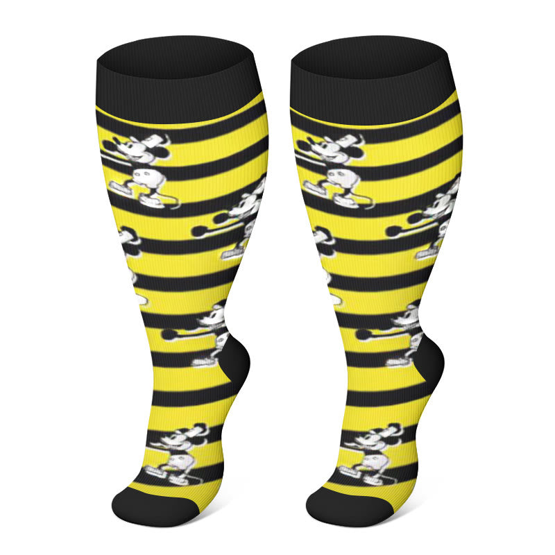 Plus Size Striped Mickey Compression Socks