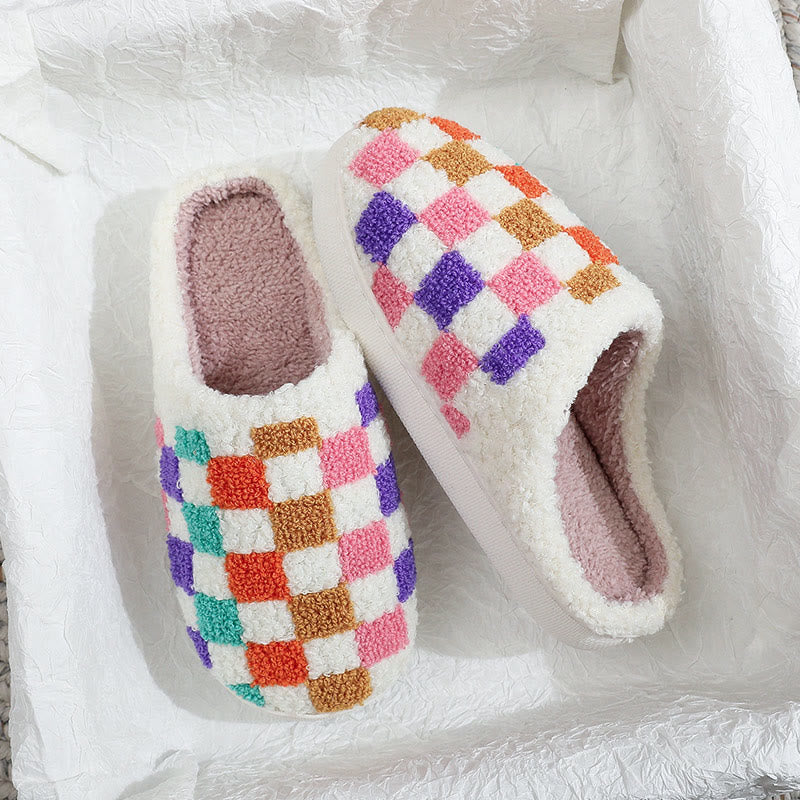 Plus Size Colorful Lattice Slippers - White - EU44-45(US10-11) - image 2