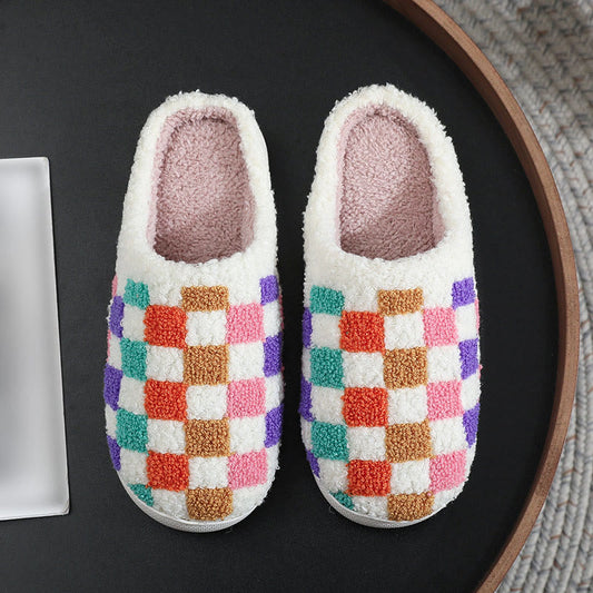 Plus Size Colorful Lattice Slippers - image 0