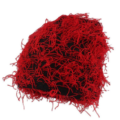 Plus Size Unisex Knitted Fuzzy Beanie - Red - One Size - image 10