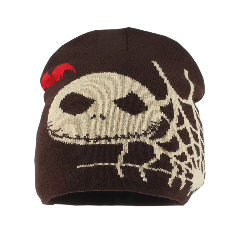 Plus Size Ghost Face Spider Web Beanie - Coffee - One Size - image 5