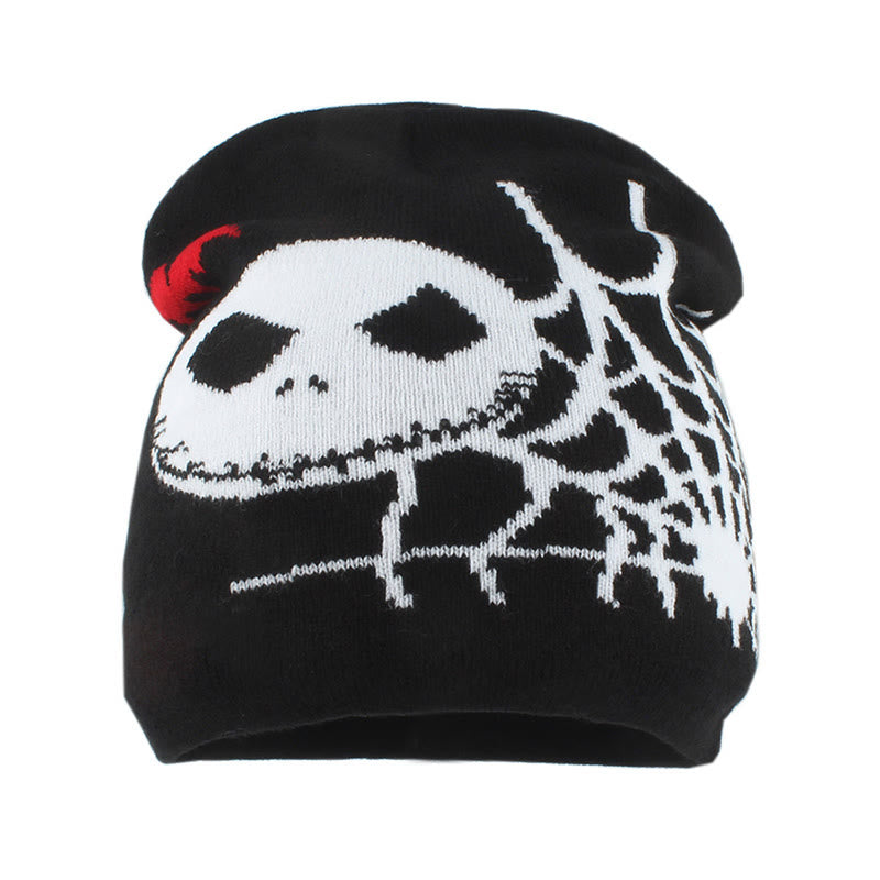 Plus Size Ghost Face Spider Web Beanie - Black - One Size - image 1