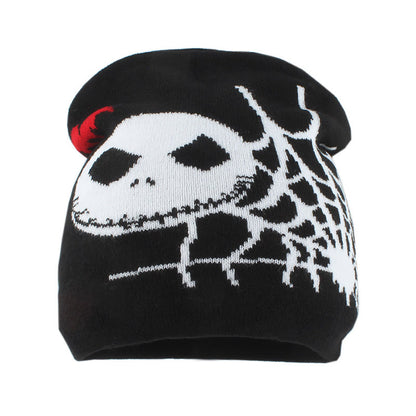 Plus Size Ghost Face Spider Web Beanie - Black - One Size - image 2