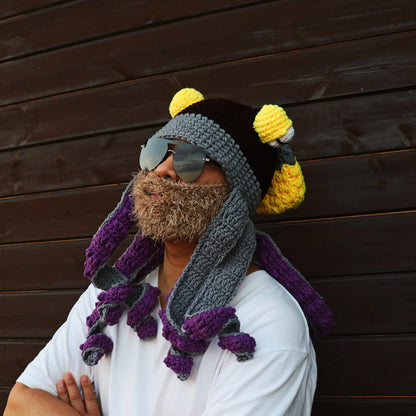 Plus Size Colorful Octopus Tentacle Beanie - Purple - One Size - Hat - image 11