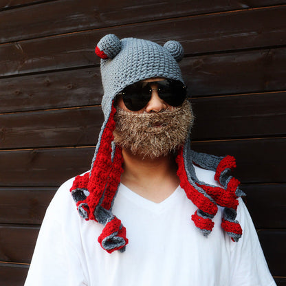Plus Size Colorful Octopus Tentacle Beanie - Grey - One Size - Hat - image 10