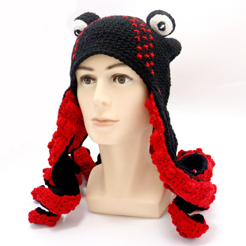 Plus Size Colorful Octopus Tentacle Beanie - Black - One Size - Hat - image 17
