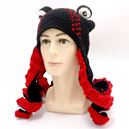 Plus Size Colorful Octopus Tentacle Beanie - Black - One Size - Hat - image 17
