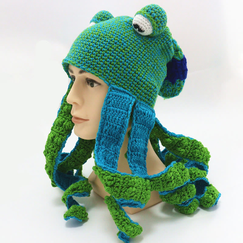 Plus Size Colorful Octopus Tentacle Beanie - Green - One Size - Hat - image 14