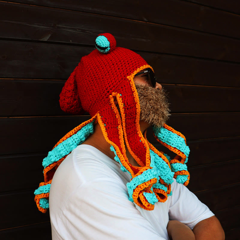 Plus Size Colorful Octopus Tentacle Beanie - Orange - One Size - Hat - image 8
