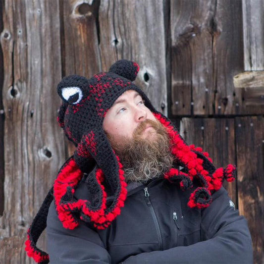Plus Size Funny Octopus Beanie - Black - One Size - image 0