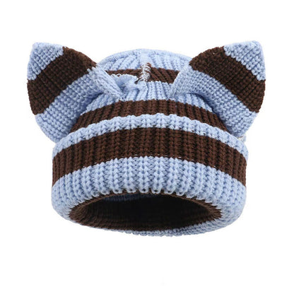 Plus Size Cute Cat Ears Funny Beanie - Blue - M - image 5