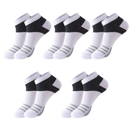 Grid Stripes Ankle Compression Socks(10 Pairs) - White - EU39-45(US6-11) - image 4