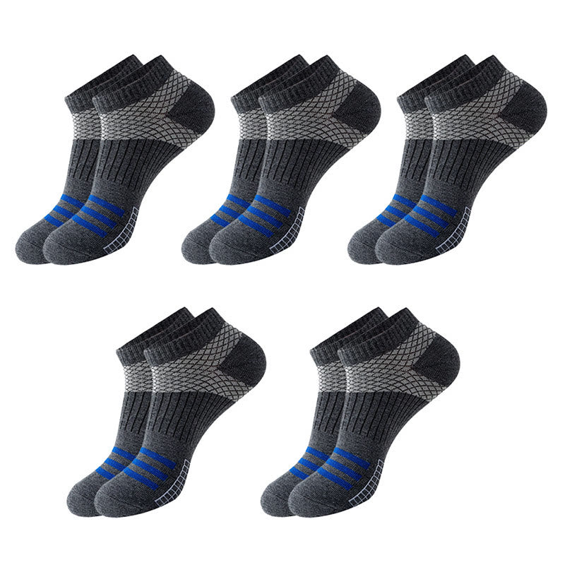 Grid Stripes Ankle Compression Socks(10 Pairs) - Dark Grey - EU39-45(US6-11) - image 5