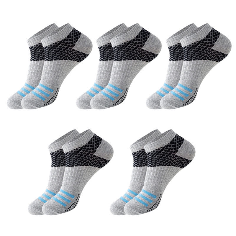 Grid Stripes Ankle Compression Socks(10 Pairs) - Light Gray - EU39-45(US6-11) - image 9