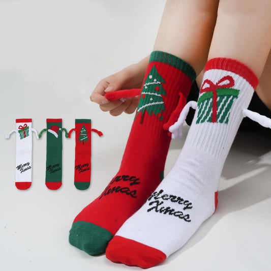 Plus Size Christmas Magnetic Crew Socks(3 Pairs) - Multicolor - EU37-42(US4-8.5) - image 1