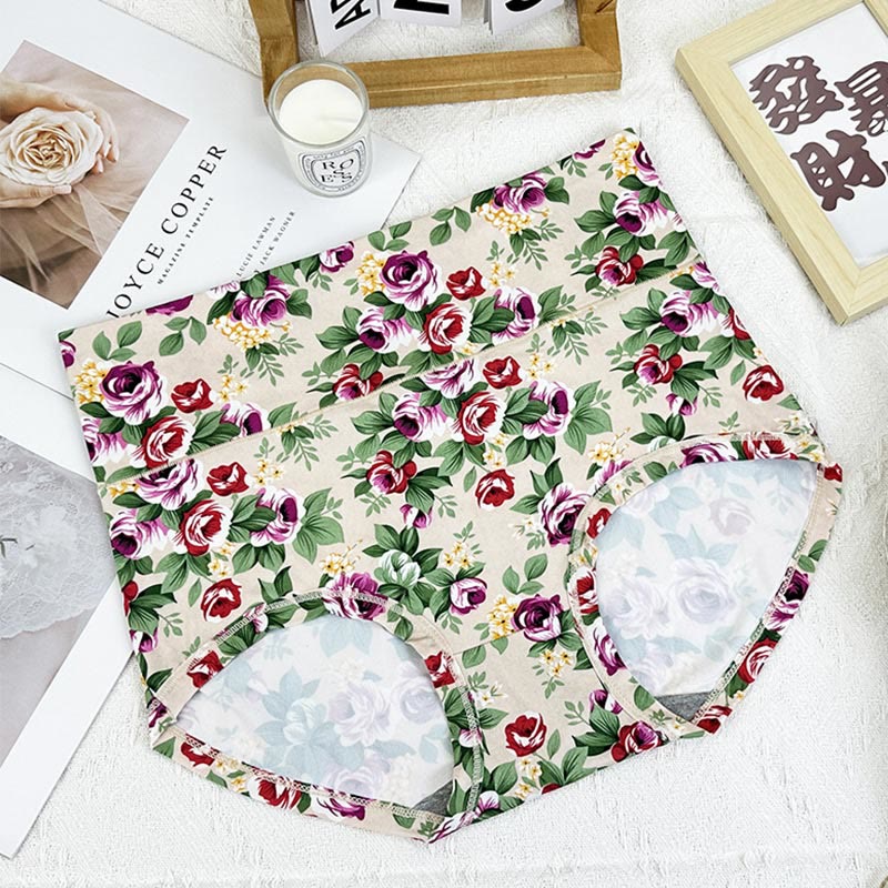Soft Floral Panty(5 Packs) - Apricot - 6XL - image 6