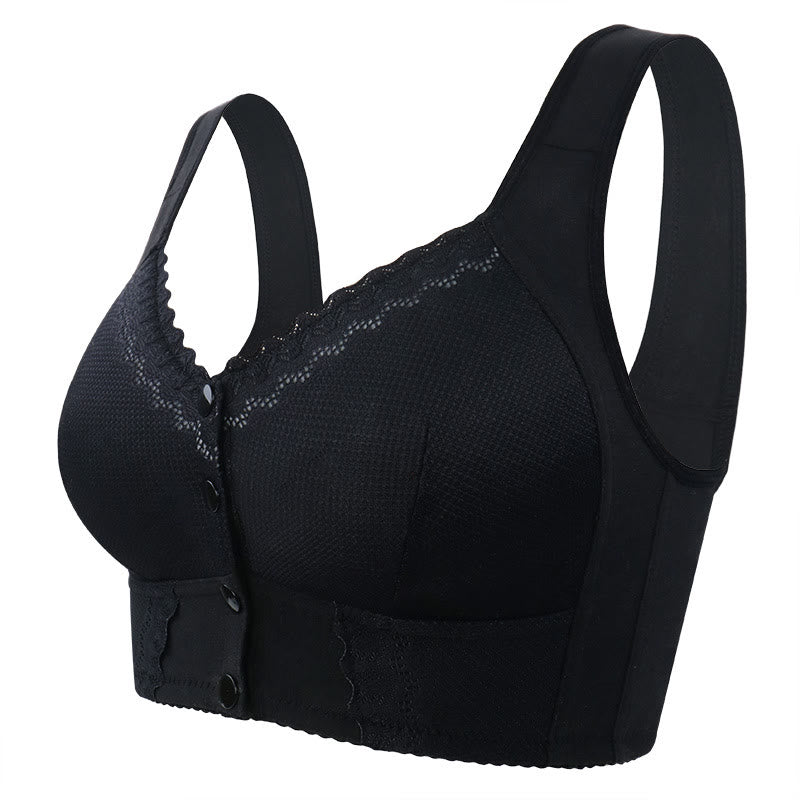 Lace Vest Style Wireless Bra - Black - 58 - F - image 4