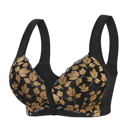 Lace Front Buckle Wireless Bra - Black - 52 - G - image 3