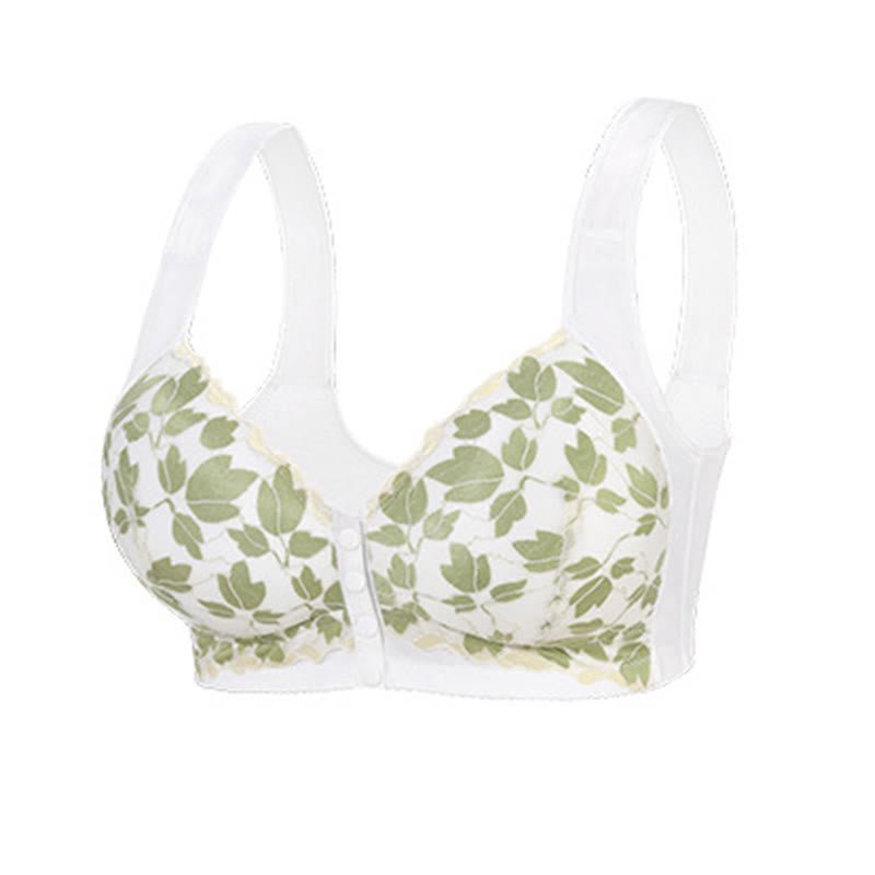Green Flower Wireless Bra - White - 52 - G - image 4