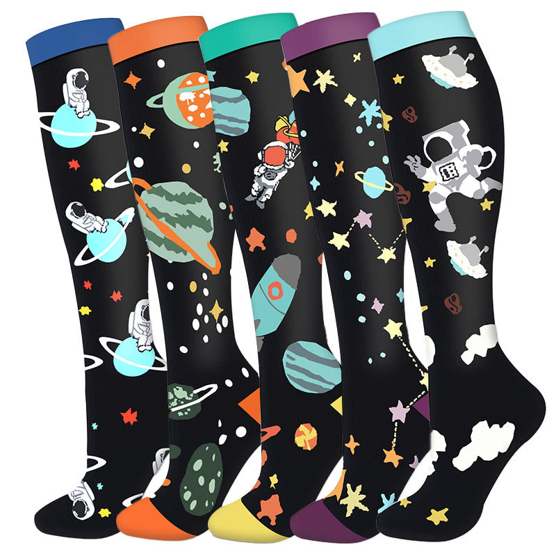 Astronaut Compression Socks(5 Pairs) - Multicolor - S/M - image 0