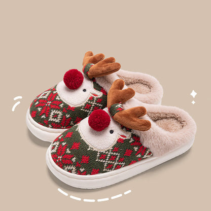 Plus Size Christmas Elk Slippers - Green - EU39-40(US6-7) - image 6