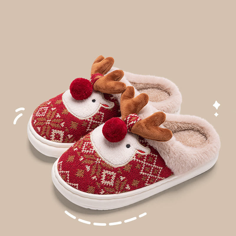 Plus Size Christmas Elk Slippers - Red - EU39-40(US6-7) - image 8