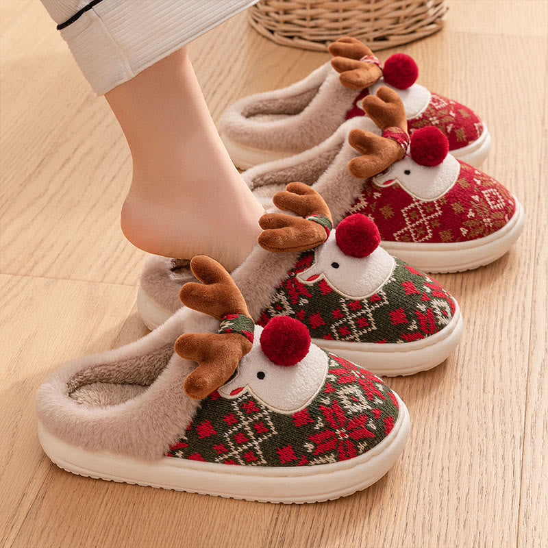Plus Size Christmas Elk Slippers - image 1