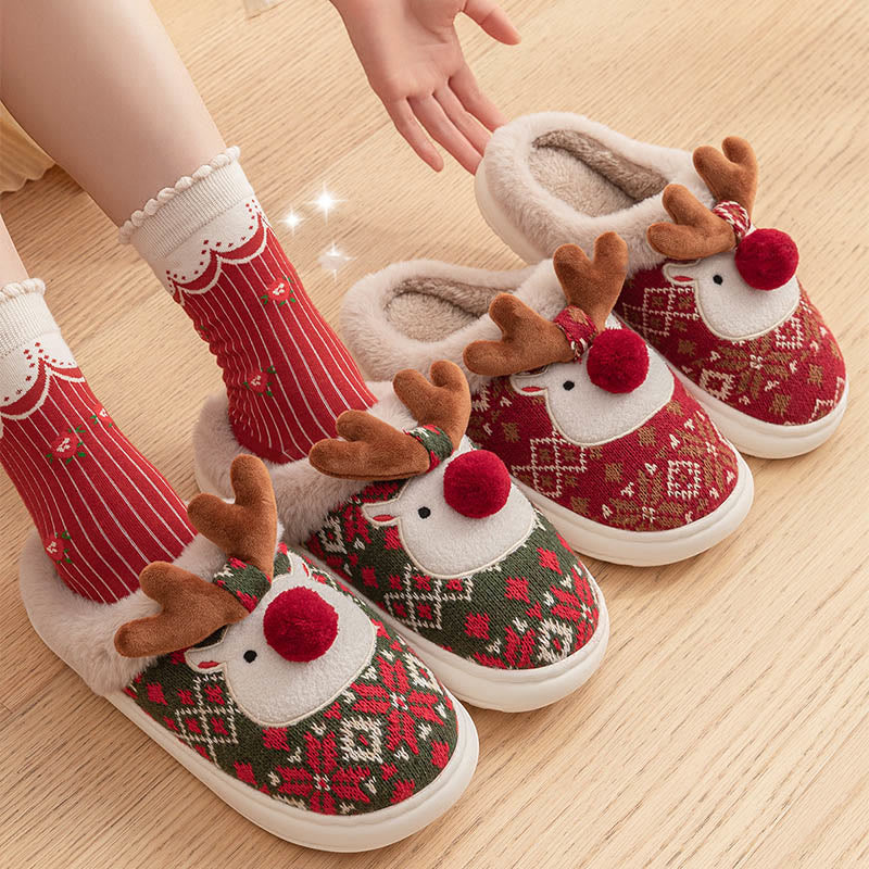 Plus Size Christmas Elk Slippers - image 0