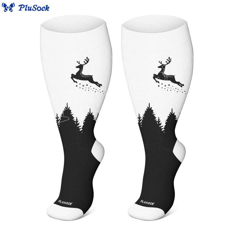 Plus Size Elk Compression Socks - Black - 4XL - image 7