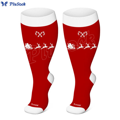Plus Size Candy Cane Elk Compression Socks(3 Pairs) - image 8