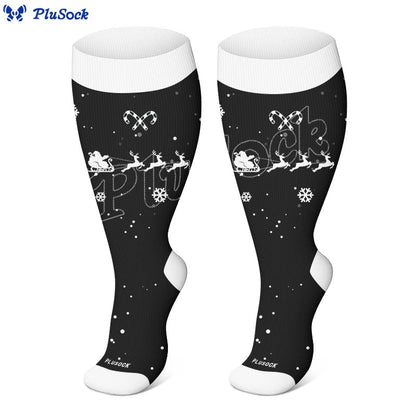Plus Size Candy Cane Elk Compression Socks(3 Pairs) - image 6