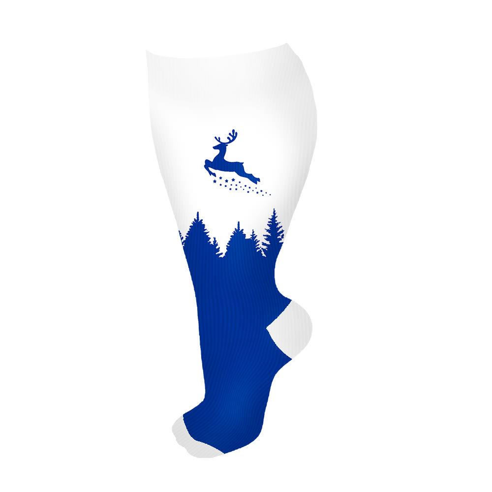Plus Size Elk Compression Socks(3 Pairs) - Blue - 4XL - image 7