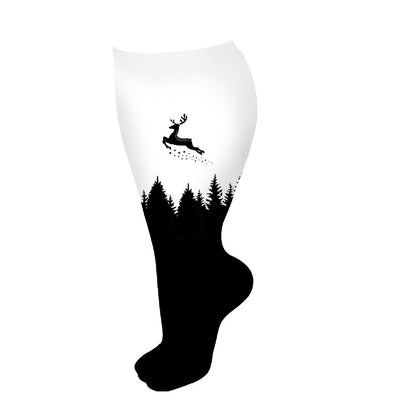 Plus Size Elk Compression Socks(3 Pairs) - Black - 4XL - image 5