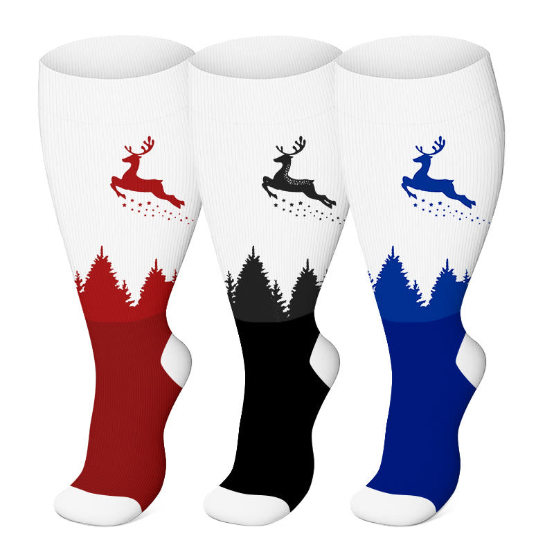Plus Size Elk Compression Socks(3 Pairs) - image 1