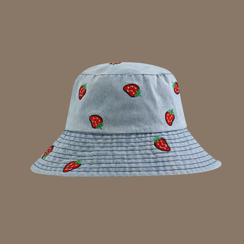 Plus Size Strawberry Bucket Hat - Light Blue - One Size - image 0