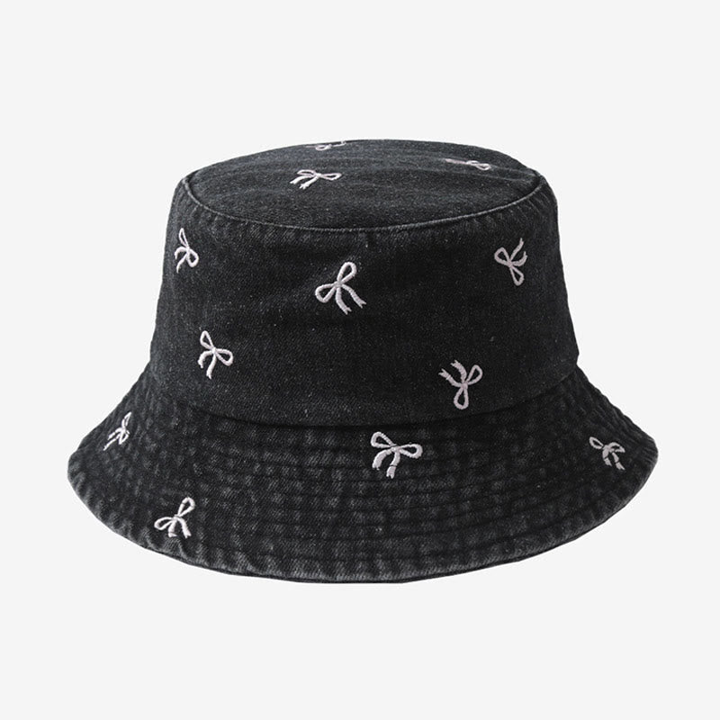 Plus Size Bow Bucket Hat - Black - One Size - image 1