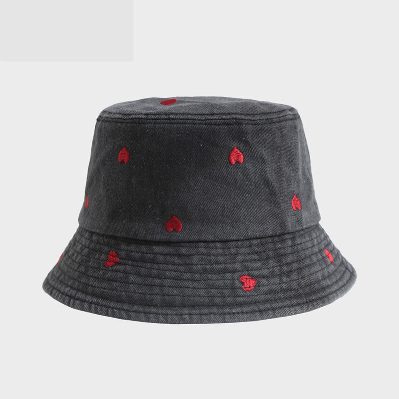 Plus Size Heart Bucket Hat - Black - One Size - image 0