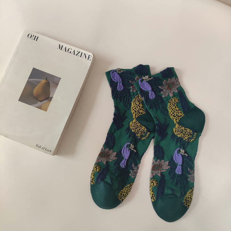Cute Prints Quarter Socks(5 Pairs) - Dark Green - EU36-40(US3-7) - image 12