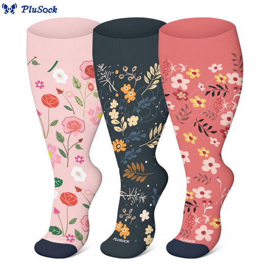 Plus Size Elegant Flowers Compression Socks - image 1