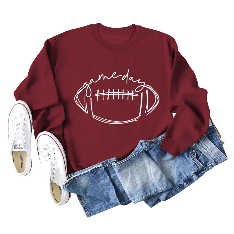 Plus Size White Rugby Print Sweatshirt - Wine - 2XL - image 4