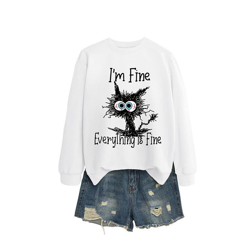 Plus Size Angry Cat Sweatshirt - White - 2XL - image 5